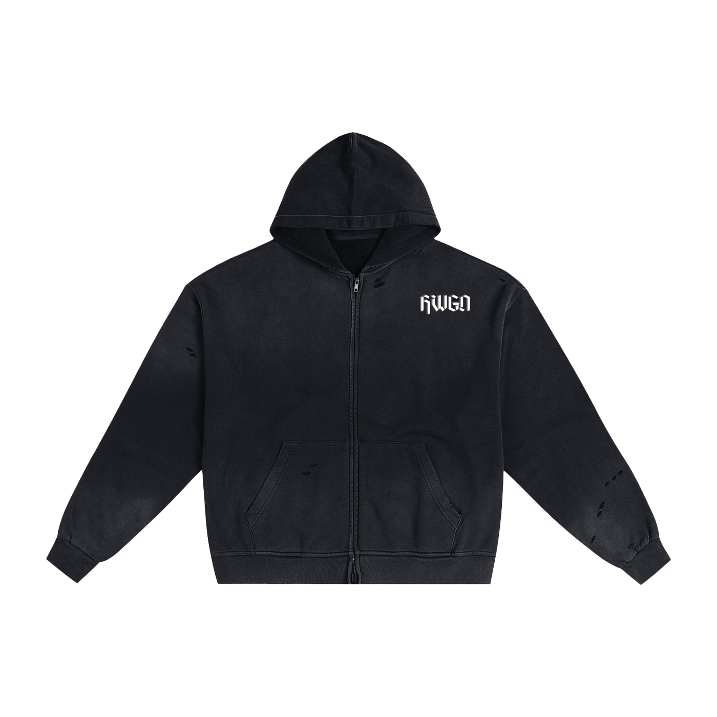 Hand-Frayed Sunfade Zip Hoodie