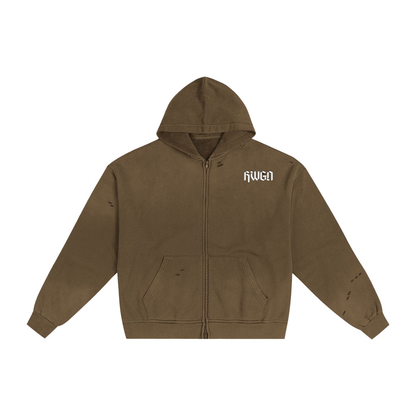 Hand-Frayed Sunfade Zip Hoodie
