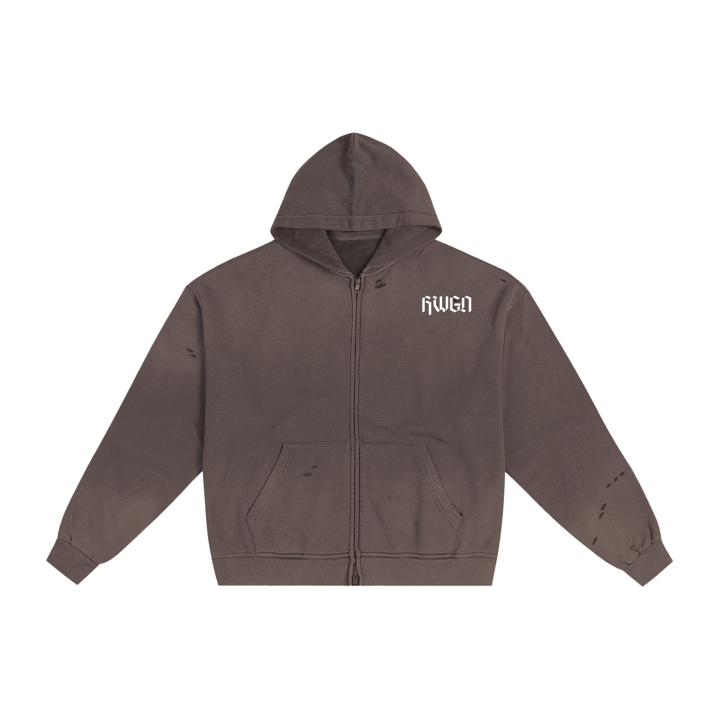 Sunfade × Aging Loose Zip Up Hoodie Hand-Frayed Sunfade Zip Hoodie – HWGN
